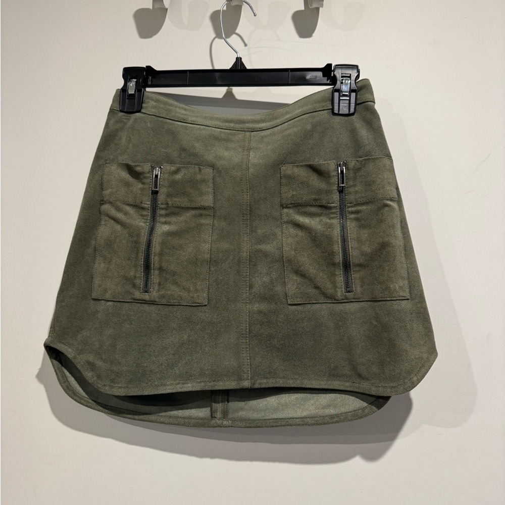 BCBGMaxAzria Khaki Suede Mini Skirt
